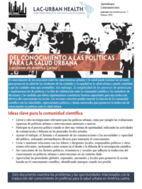 Del conocimiento a las políticas para la salud urbana